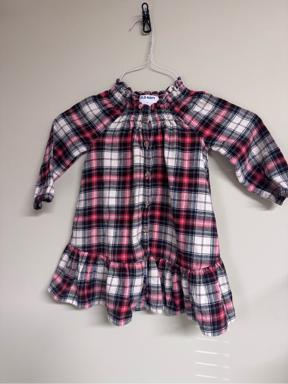 Old Navy Red, Black & White Plaid Ruffle-Hem Dress